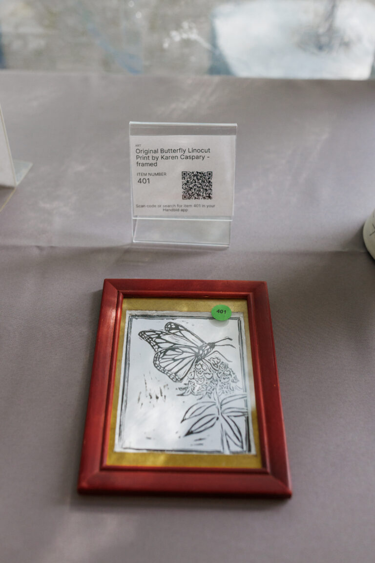 Framed original linocut print by Karen Caspary