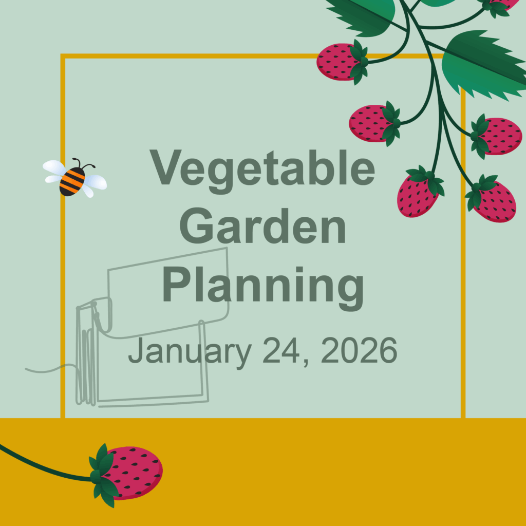 Decorative image that says Vegetable Garden Planning January 24, 2026
