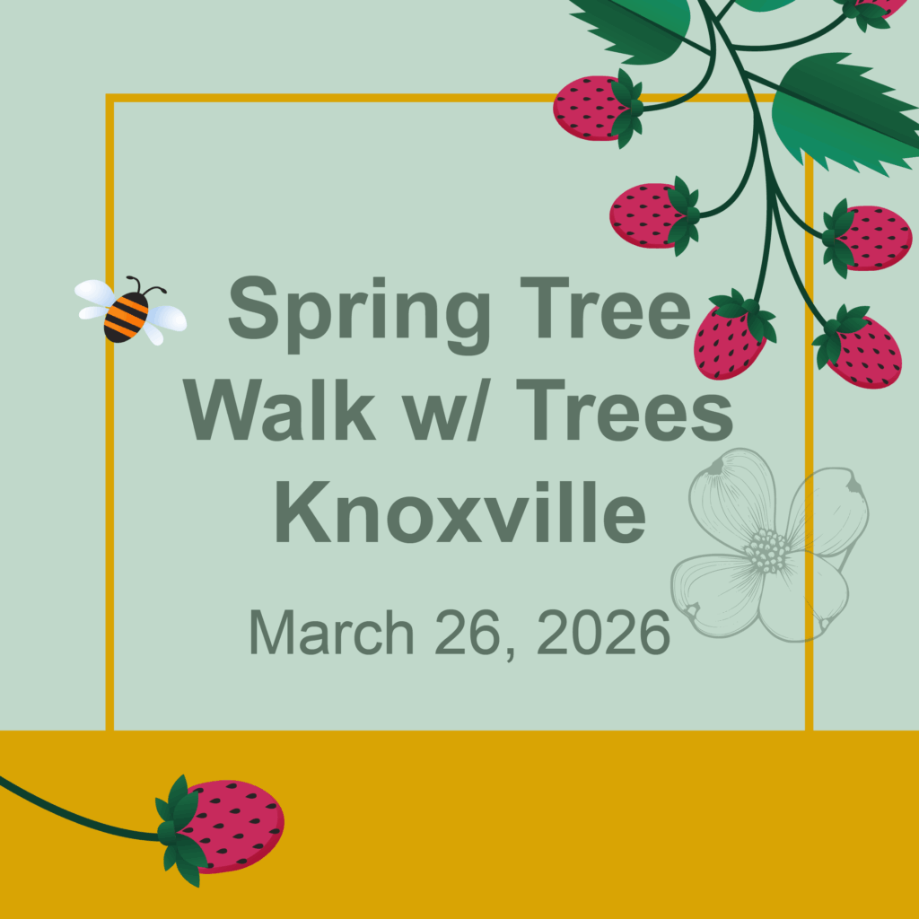 Decorative image that says Spring Tree Walk with Trees Knoxville
